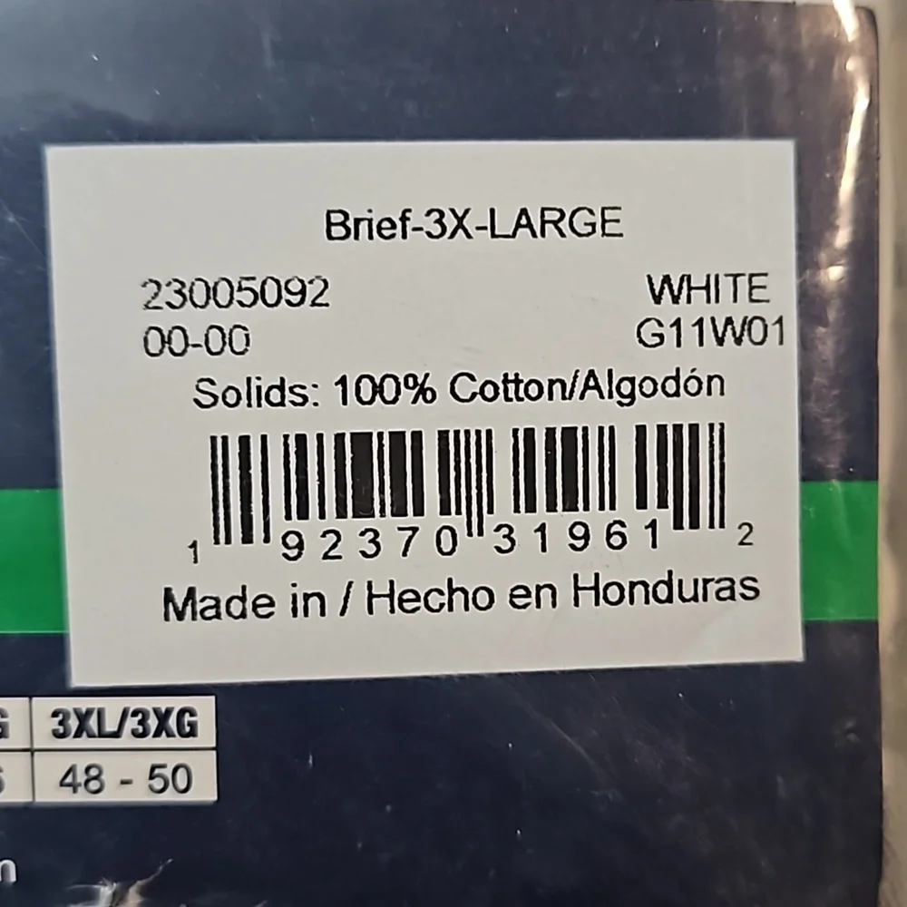 George Men's Briefs 6 Pack Size 3XL White Cotton Tag-Free NEW